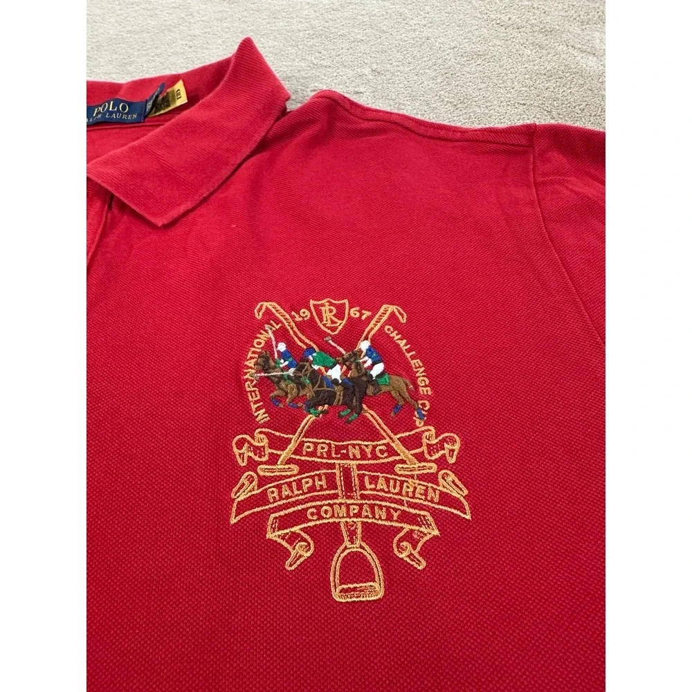 Polo Ralph Lauren PRL-NYC Triple Pony Polo Shirts Men 2XB Big‎ Red Gold Crest #3
